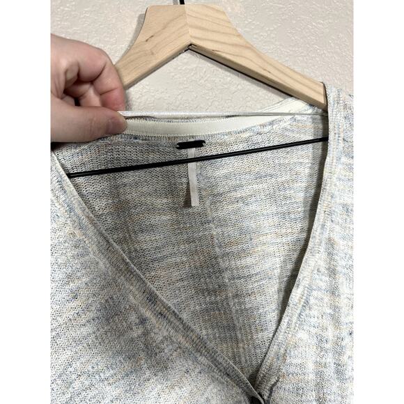 Free People Light Heathered Gray High Low Oversized Cardigan Button Front Large - Picture 4 of 8
